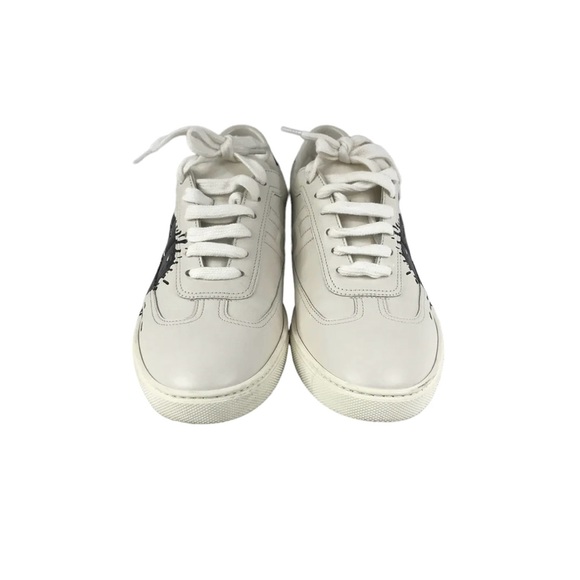 Authentic HERMES Swift Printed Peinture Quicker Sneakers White Black 38 shoes - Picture 9 of 13